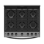 Estufa de Gas al Piso 30 plg con 6 Quemadores para Cocina Color Negro