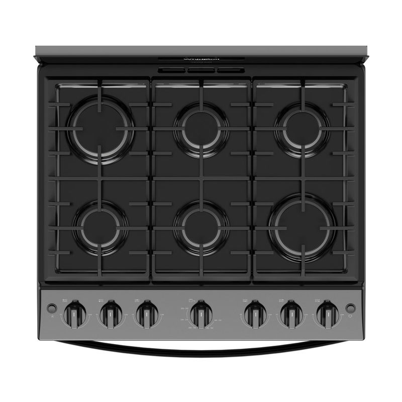 Estufa de Gas al Piso 30 plg con 6 Quemadores para Cocina Color Negro