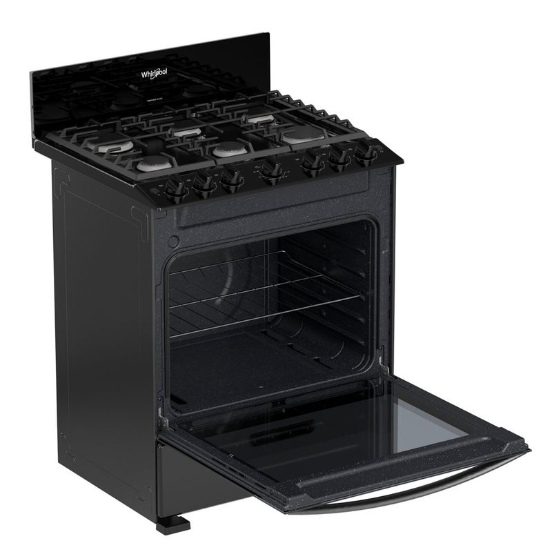 Estufa de Gas al Piso 30 plg con 6 Quemadores para Cocina Color Negro