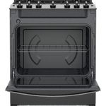 Estufa de Gas al Piso 30 plg con 6 Quemadores para Cocina Color Negro