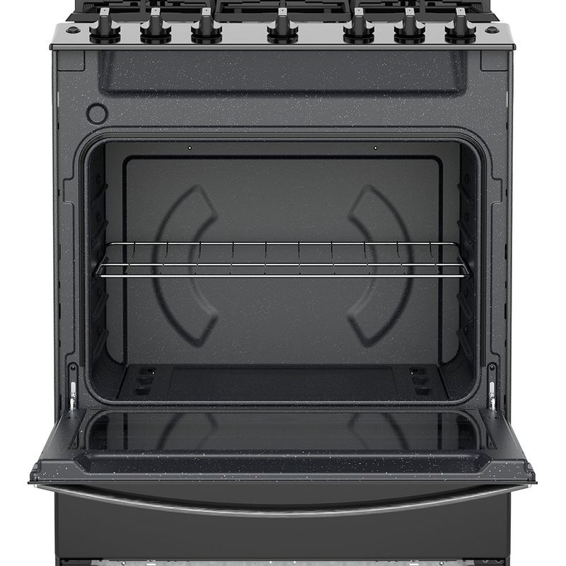 Estufa de Gas al Piso 30 plg con 6 Quemadores para Cocina Color Negro