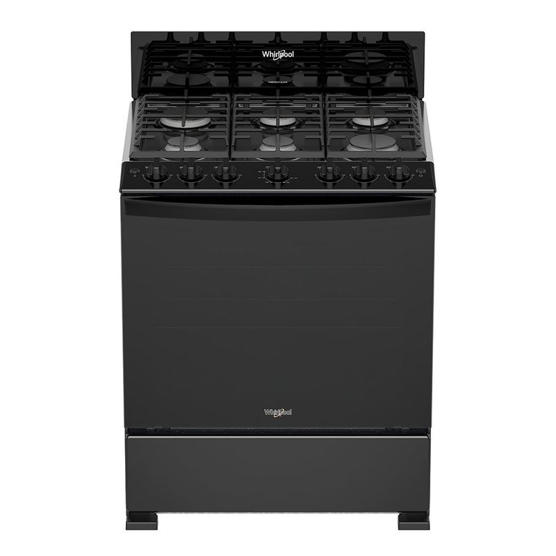 Estufa de Gas al Piso 30 plg con 6 Quemadores para Cocina Color Negro