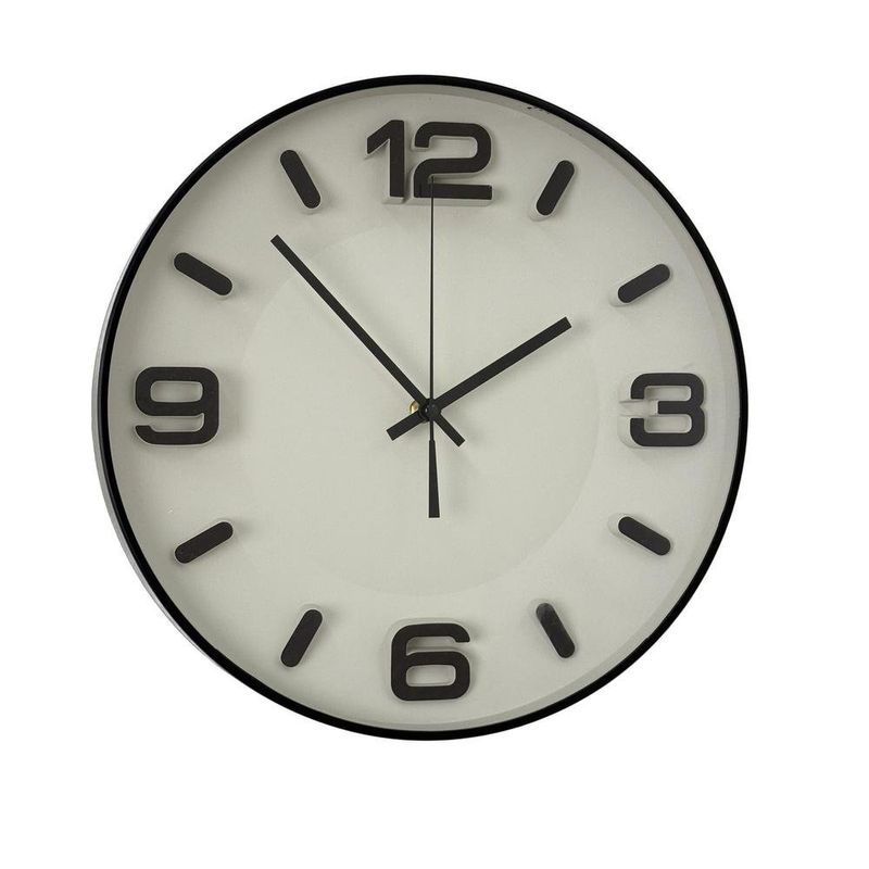 Reloj de Pared con Números Grandes Color Negro y Crema de 34 Cm