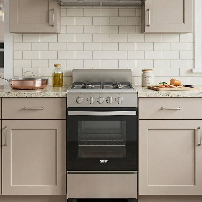 Estufa a Gas de Piso 20 plg con 4 Hornillas Color Gris