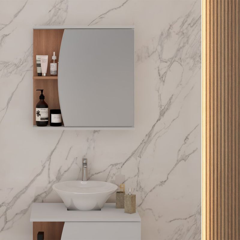 Gabinete de Baño Madera con Espejo para Almacenamiento 60 x 60.8 x 145 cm