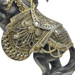 Figura Decorativa de Caballo Negro Dorado Relinchando en Dos Patas
