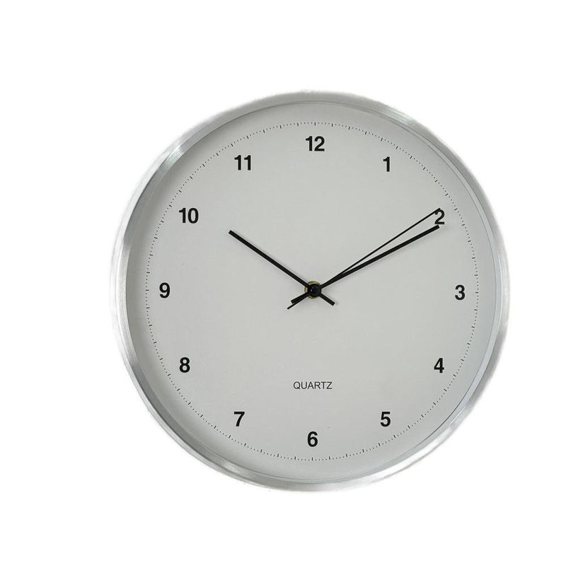 Reloj de Pared Diseño Clásico con Marco Plateado de 30 cm