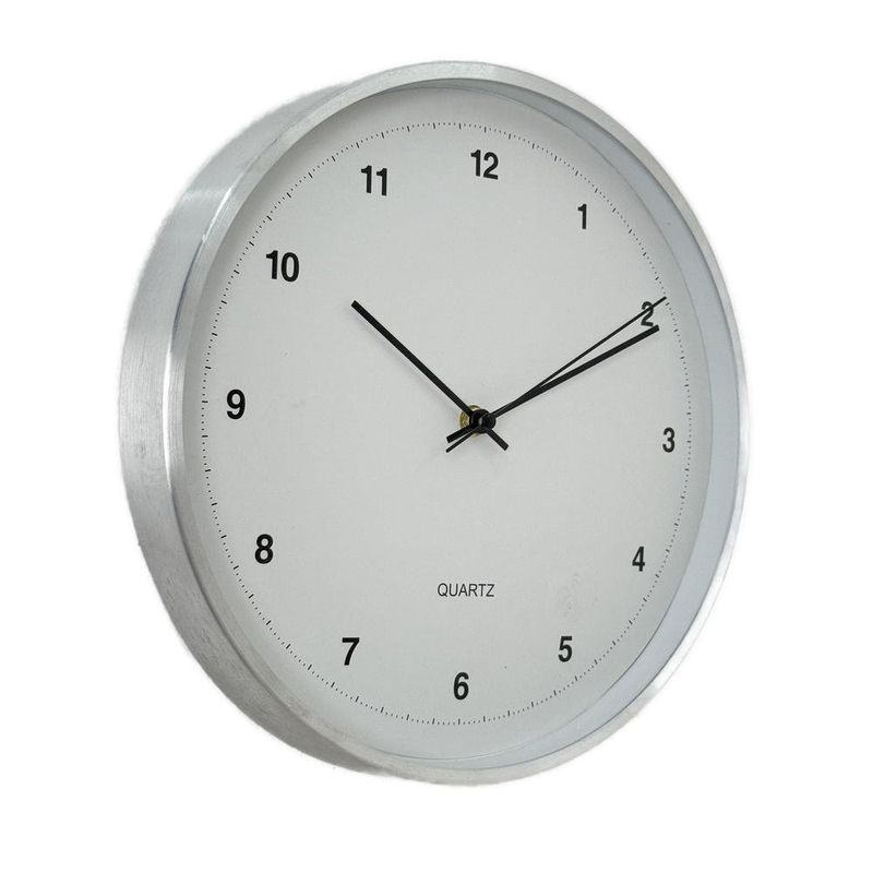 Reloj de Pared Diseño Clásico con Marco Plateado de 30 cm