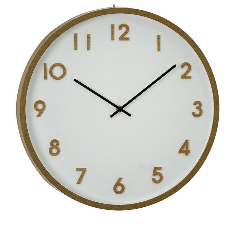 Reloj de Pared Diseño Minimalista con Marco Tipo Madera de 40 Cm