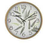 Reloj de Pared Diseño Hojas con Marco Tipo Madera de 40 Cm