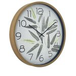 Reloj de Pared Diseño Hojas con Marco Tipo Madera de 40 Cm