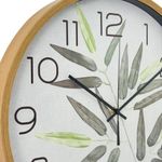 Reloj de Pared Diseño Hojas con Marco Tipo Madera de 40 Cm