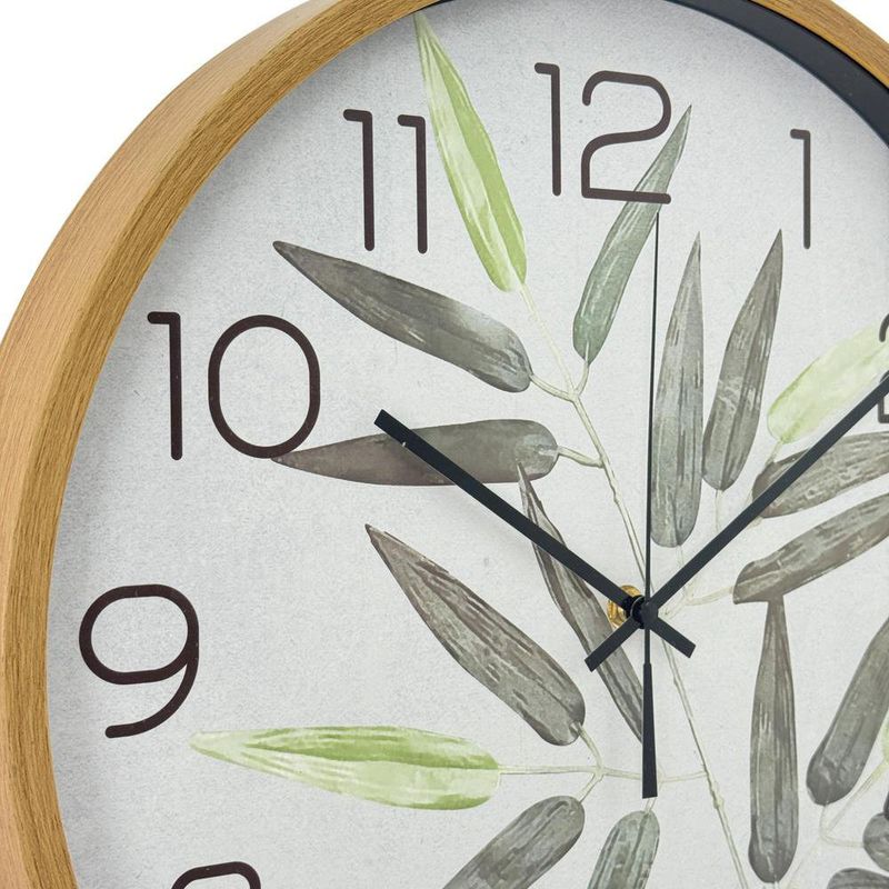 Reloj de Pared Diseño Hojas con Marco Tipo Madera de 40 Cm