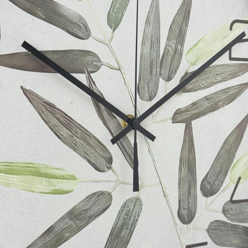 Reloj de Pared Diseño Hojas con Marco Tipo Madera de 40 Cm