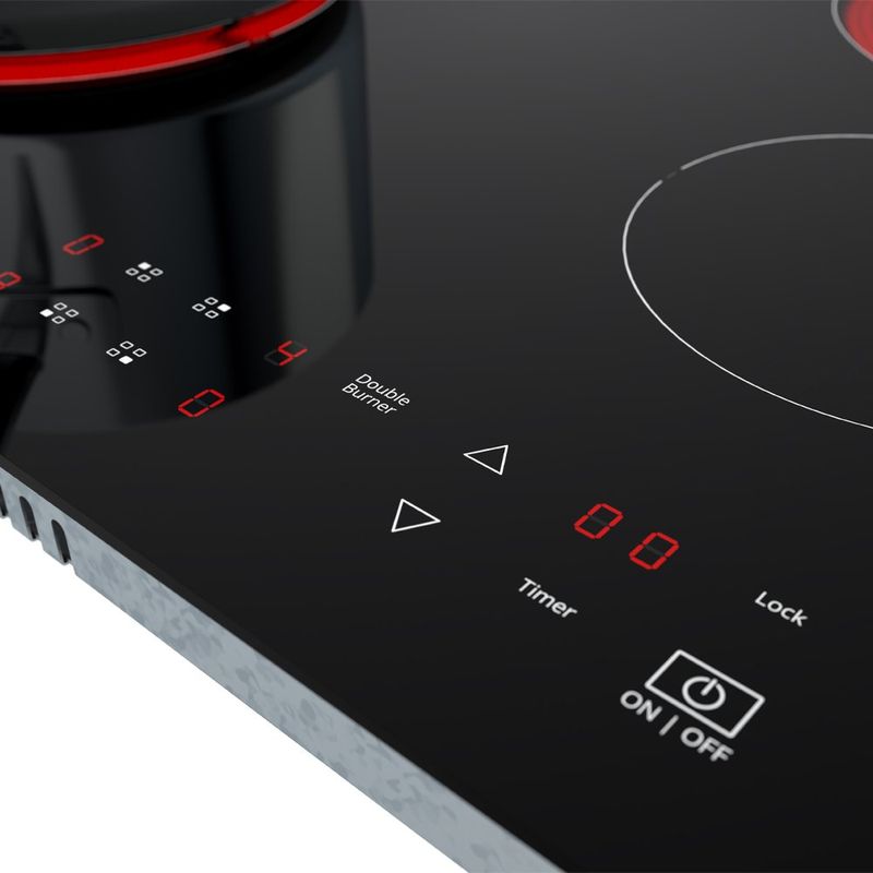 Parrilla Eléctrica 24 plg de Vitrocerámica con 4 Quemadores Color Negro