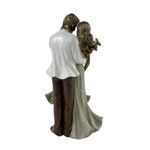 Figura Decorativa de Pareja con Dos Hijas Color Dorado y Blanco 24 Cm