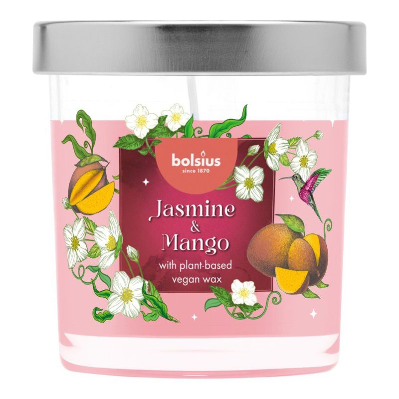 Vela Aromática Jasmine Mango en Vaso de Vidrio con Tapa Metálica
