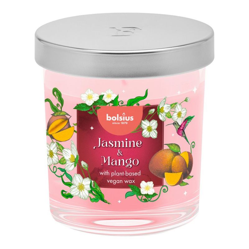 Vela Aromática Jasmine Mango en Vaso de Vidrio con Tapa Metálica