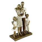 Figura Decorativa de Familia de 5 Personas Estilo Elegante Color Café y Beige 34 Cm