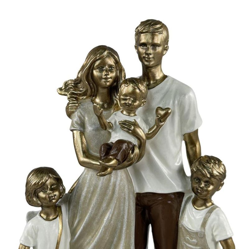 Figura Decorativa de Familia de 5 Personas Estilo Elegante Color Café y Beige 34 Cm