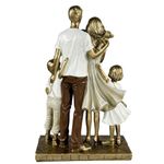 Figura Decorativa de Familia de 5 Personas Estilo Elegante Color Café y Beige 34 Cm