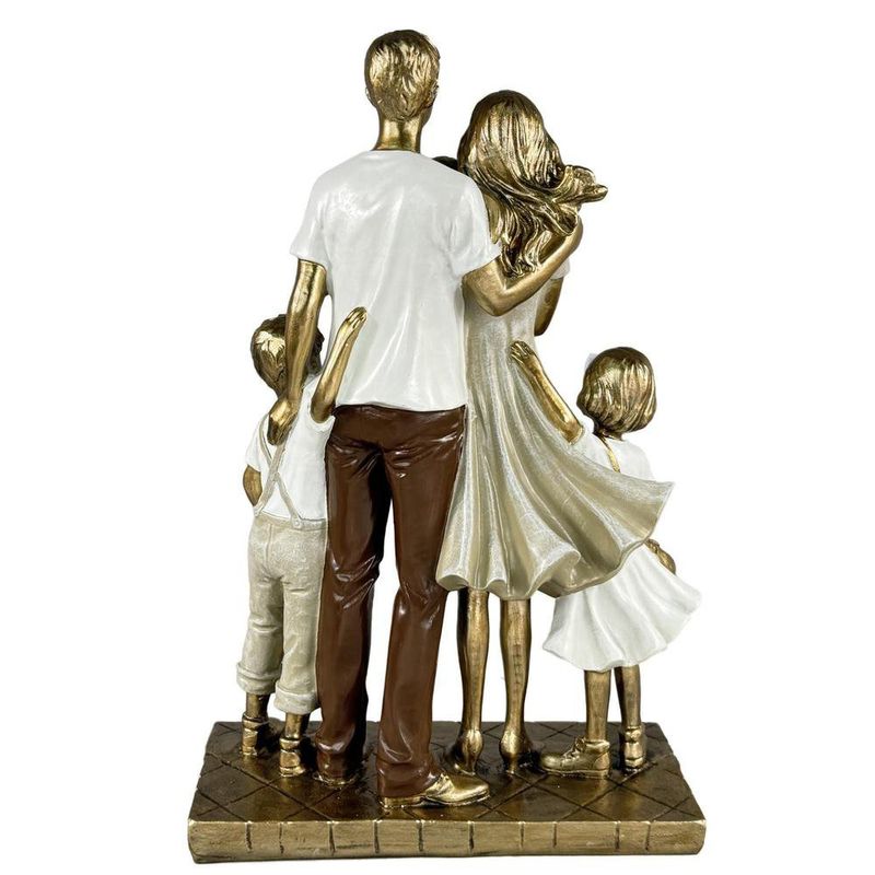 Figura Decorativa de Familia de 5 Personas Estilo Elegante Color Café y Beige 34 Cm