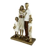 Figura Decorativa de Familia de 5 Personas Estilo Elegante Color Café y Beige 34 Cm