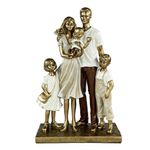 Figura Decorativa de Familia de 5 Personas Estilo Elegante Color Café y Beige 34 Cm