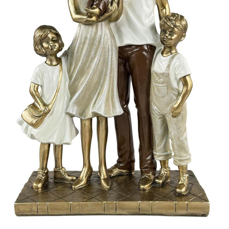 Figura Decorativa de Familia de 5 Personas Estilo Elegante Color Café y Beige 34 Cm