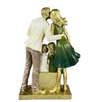 Figura Decorativa de Familia Estilo Elegante Color Olivo y Dorado 25 Cm