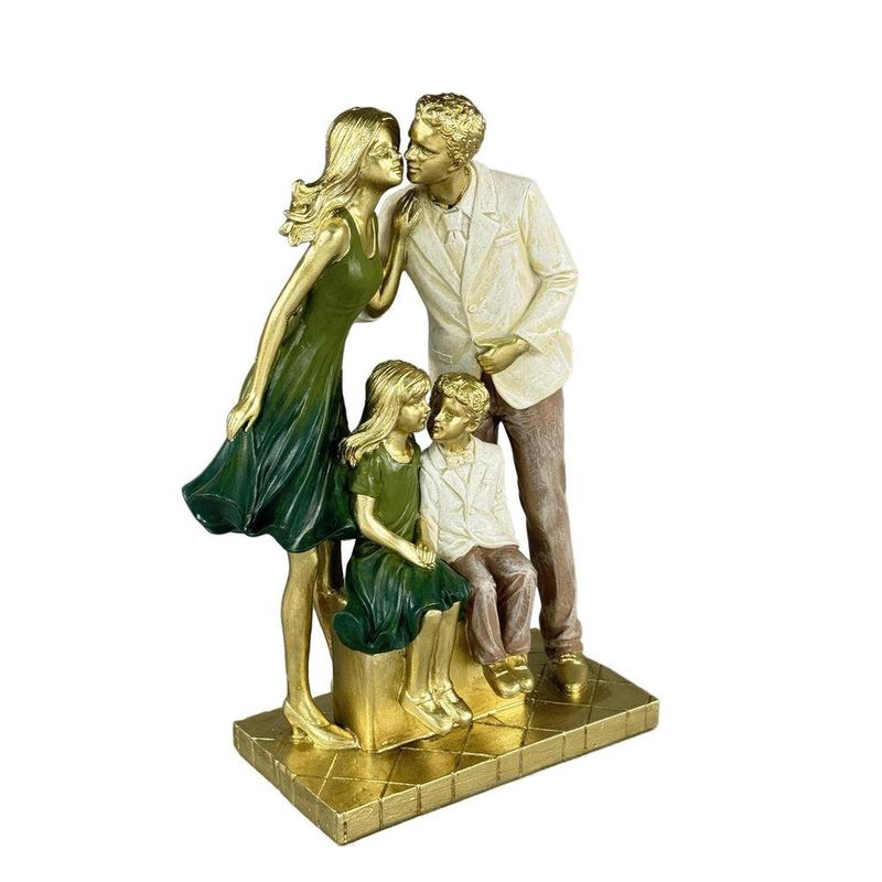 Figura Decorativa de Familia Estilo Elegante Color Olivo y Dorado 25 Cm