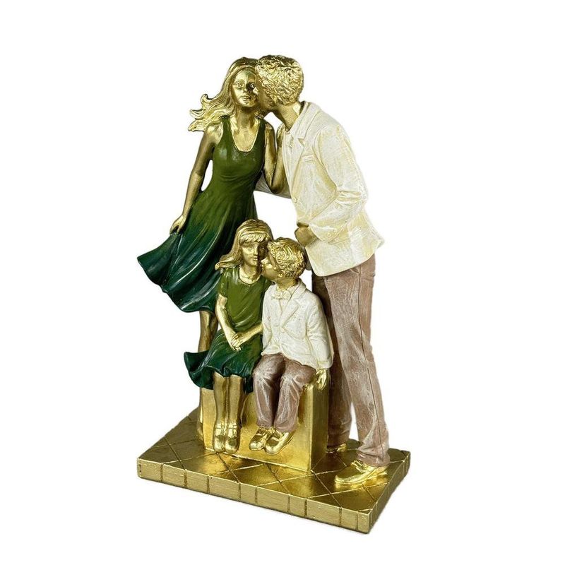 Figura Decorativa de Familia Estilo Elegante Color Olivo y Dorado 25 Cm