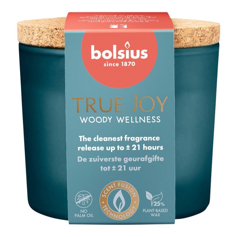 Vela Aromática Woody Wellness en Vaso de Vidrio con Tapa