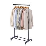 Colgador para Ropa Metálico Ajustable con Ruedas Color Negro