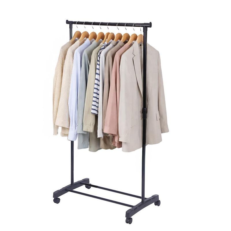 Colgador para Ropa Metálico Ajustable con Ruedas Color Negro
