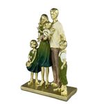 Figura Decorativa de Familia de 5 Personas Color Olivo y Dorado 34 Cm