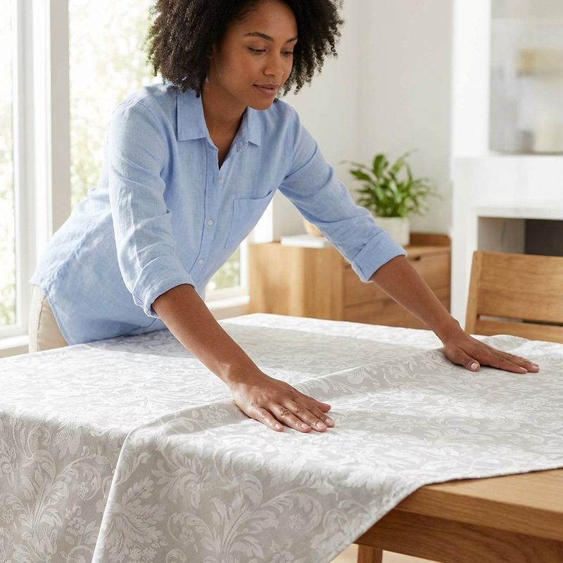 Mantel Resinado para Mesa Rectangular de Comedor Lis 156 x 100 cm Beige con Diseño Floral