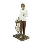 Figura Decorativa de Papá e Hija Color Café y Dorado 26 Cm