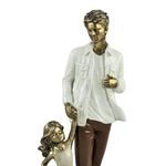 Figura Decorativa de Papá e Hija Color Café y Dorado 26 Cm