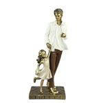 Figura Decorativa de Papá e Hija Color Café y Dorado 26 Cm