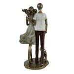 Figura Decorativa de Pareja con Bebé y Perro Color Dorado 25.5 Cm