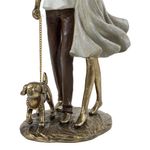 Figura Decorativa de Pareja con Bebé y Perro Color Dorado 25.5 Cm