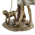 Figura Decorativa de Pareja con Bebé y Perro Color Dorado 25.5 Cm