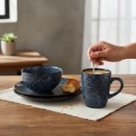 Vajilla Azul Estilo Marmoleado de 12 Piezas