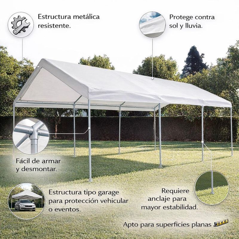 Toldo Estilo Garage Color Blanco de 3 x 6 Metros