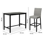 Set de Bar Alice con Mesa Alta y 4 Sillas Tapizadas Color Gris