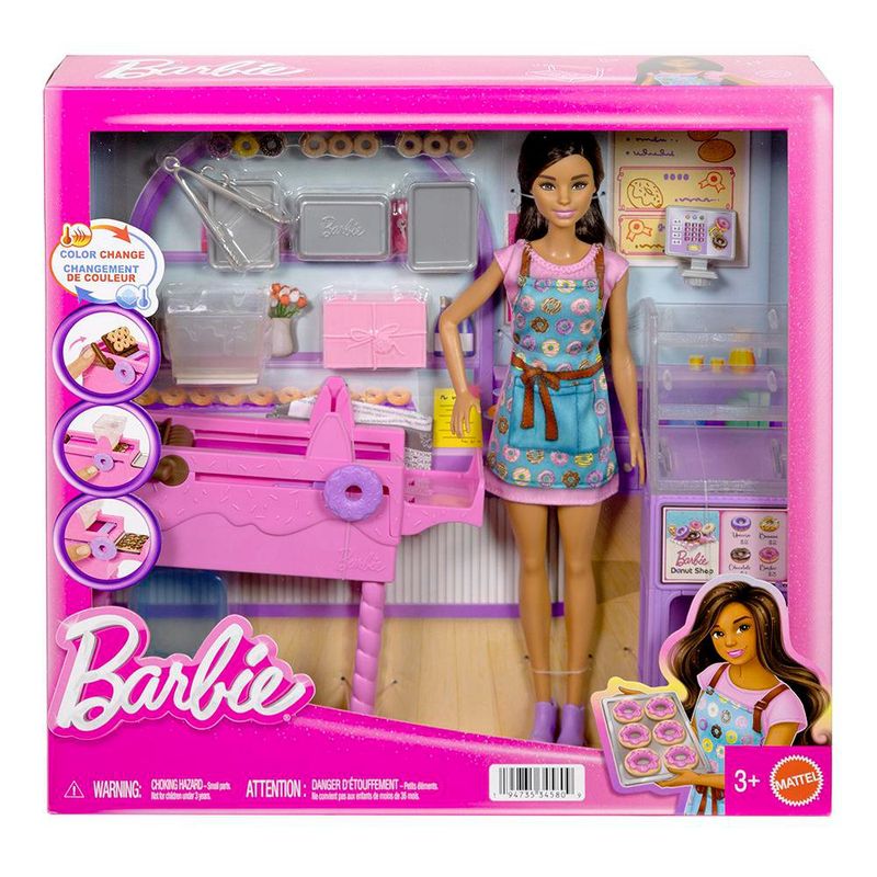 Set de Barbie Profesiones Tienda de Donas con Muñeca de Moda y Accesorios