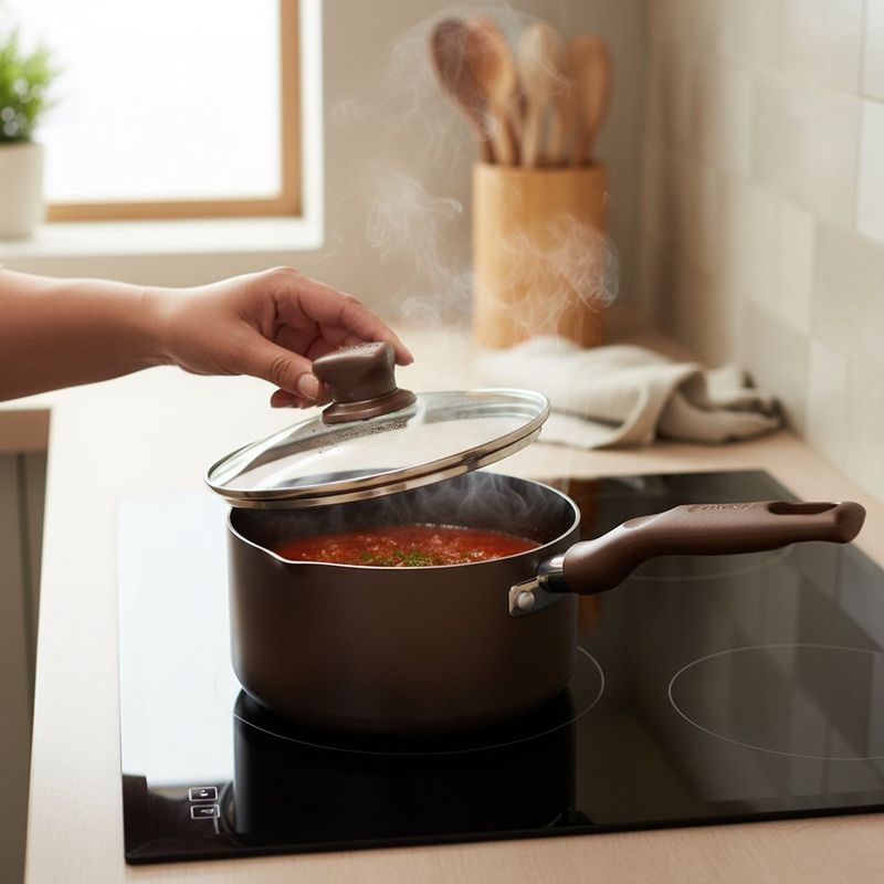 Olla Talent Antiadherente Triforce Gold con Tapa de Vidrio de 16 Cm