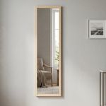 Espejo para Puerta Rectangular 124x34 cm con Marco Madera Natural