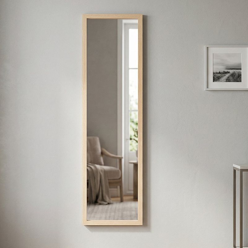 Espejo para Puerta Rectangular 124x34 cm con Marco Madera Natural